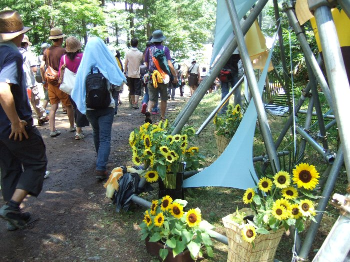今年はヒマワリのイメージ。鉄パイプの組み方も斬新。
