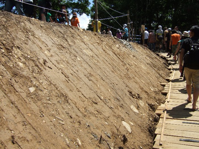 工事現場のような斜面。