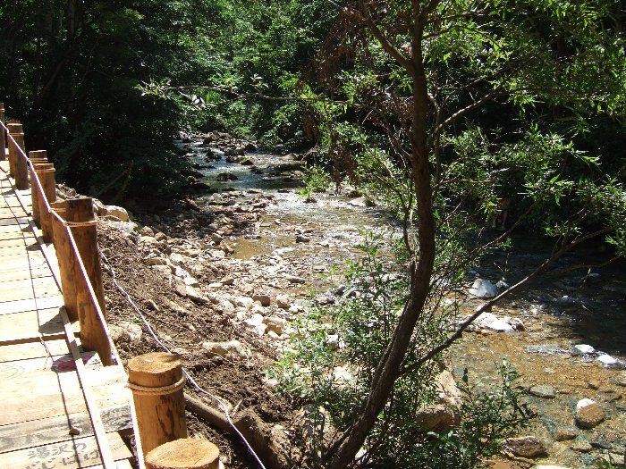 坂からの川の風景。