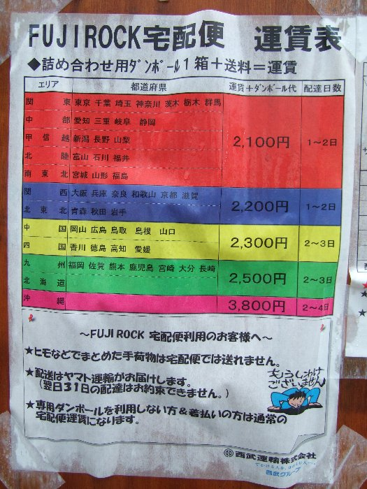 ここに書かれているのが実際に払う料金。通常の「ダンボール箱大」で送る料金よりやや安いのでお得です。ダンボール箱に入らない物は通常の宅配料金がかかります。テント一式や寝袋などは入りますが、背もたれがついたキャンプ用のいすなどはダンボール箱に入りません。荷物が多い人は2個口になります。