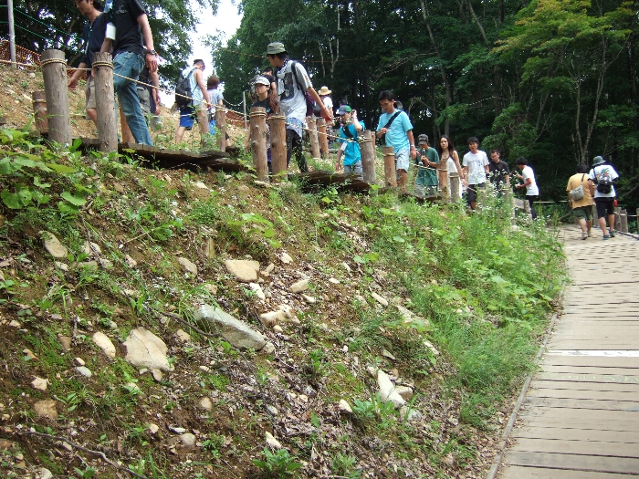 欄干付きの坂道。 