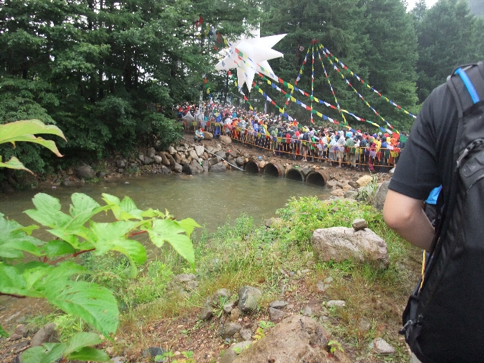 1日目の浅貝川。コンクリートの円筒が4本でした。