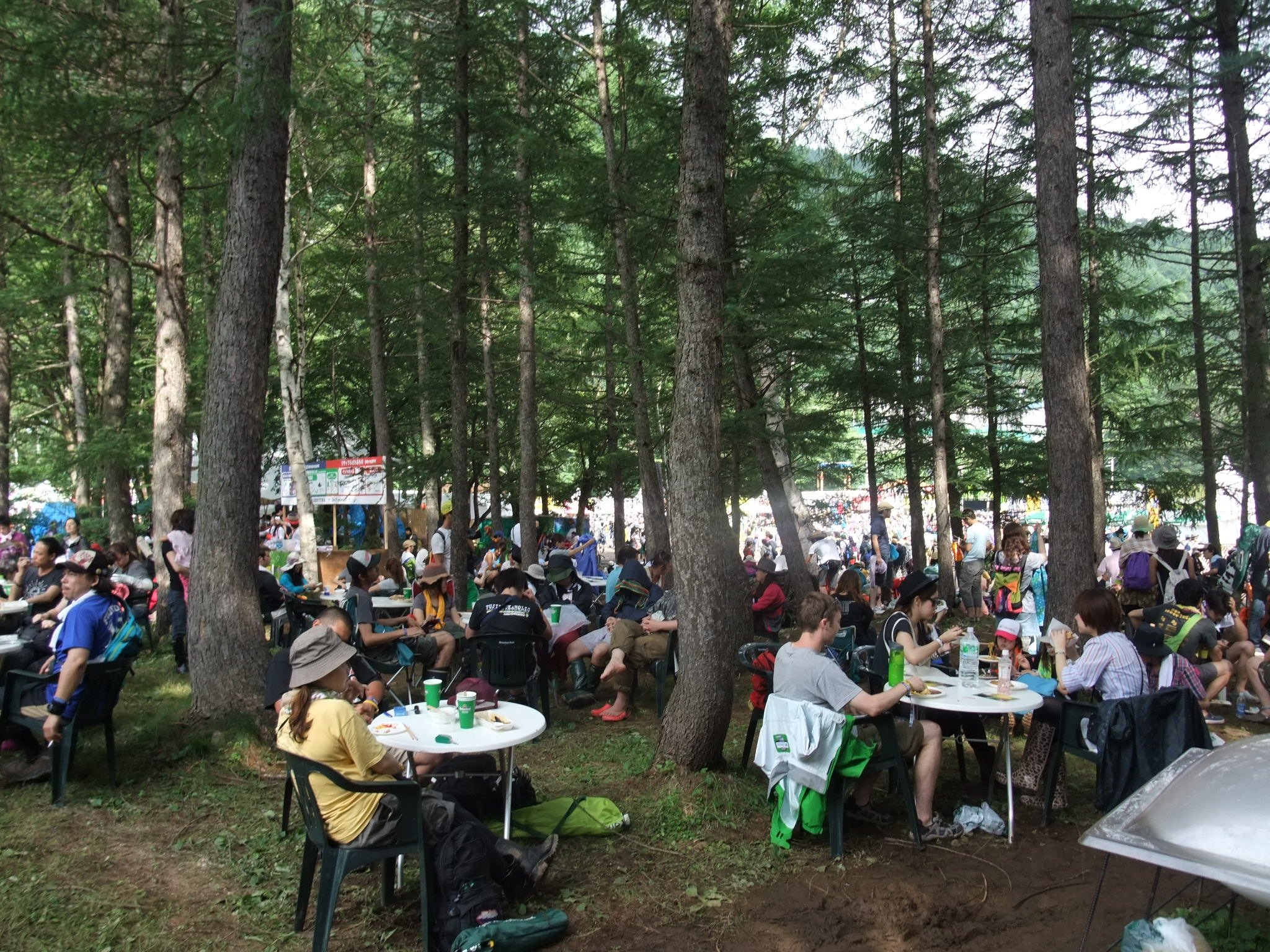 円形テーブル多数。