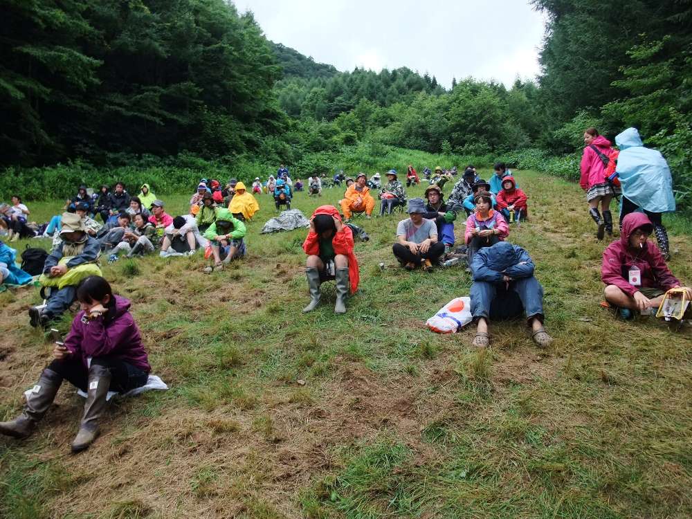 上の方。シートを敷けば寝られますが虫が多い。