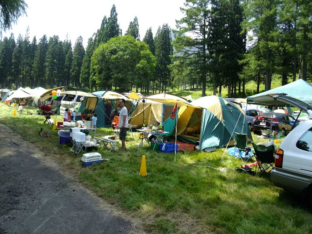 黄色のコーナーポストが区切りを示す。