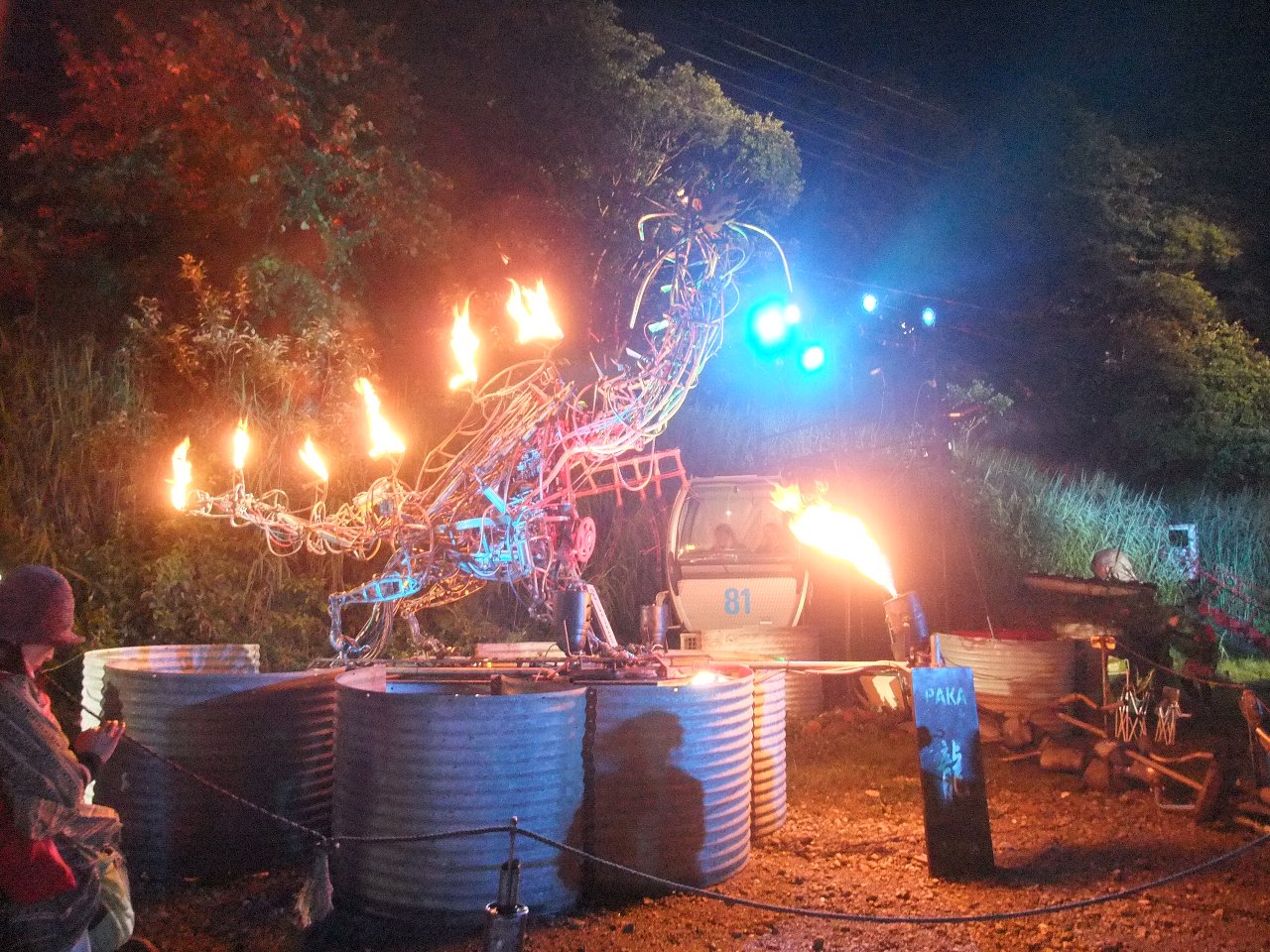 火を噴射する恐竜。首も動きます。