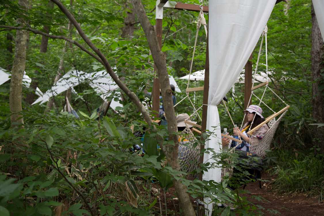 ハンモックの休憩所。