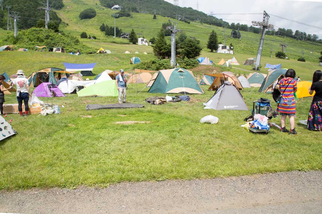 日曜の朝は既に撤収しているテントもあります。