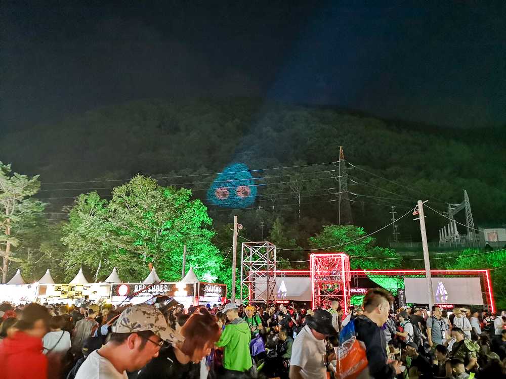 森に絵を投影しています。