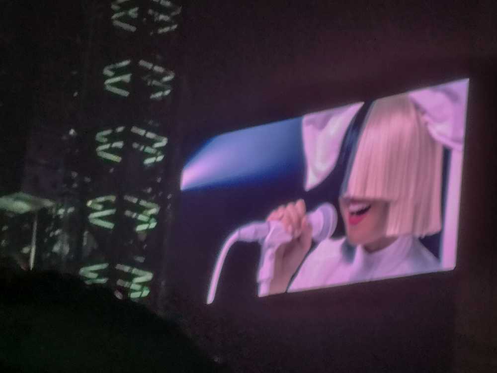 シーアは顔を出しません。最後はライブ用の映像で終わりました。