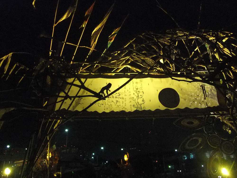 ライトアップされて初めて気づく動物。