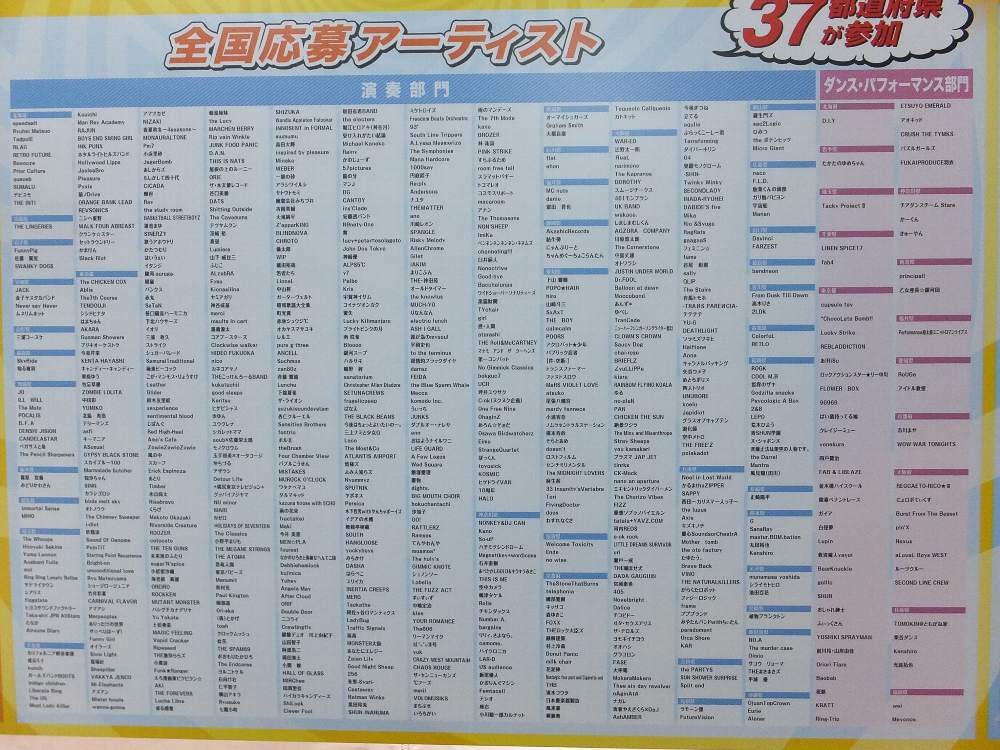 参加全アーティストのリスト。