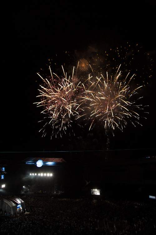 日曜、レディオヘッド終演後の花火。