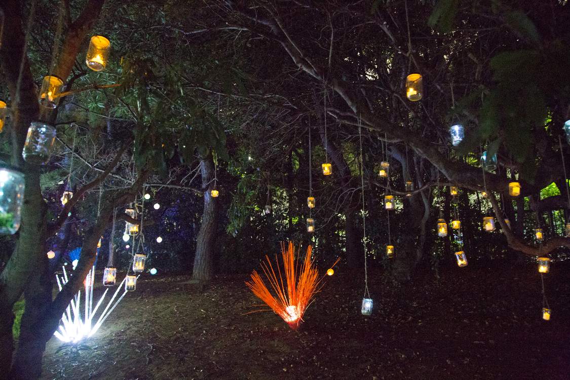 木の枝からも作品が吊されていました。